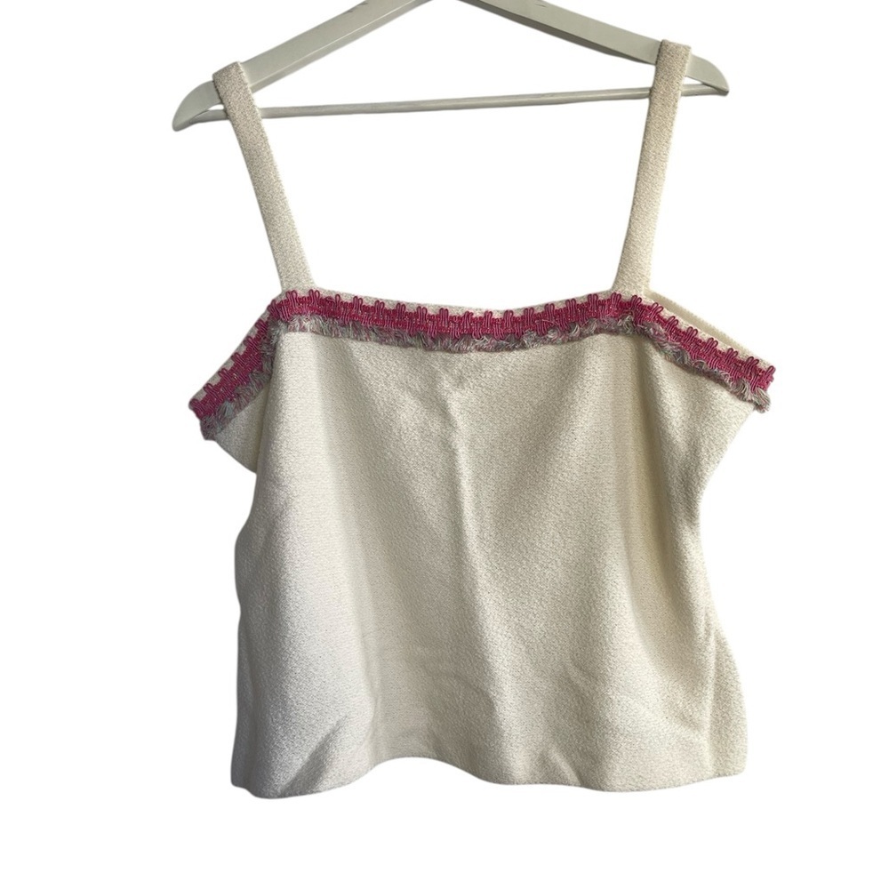 St. John Cream Camisole with Pink Trim Size Large